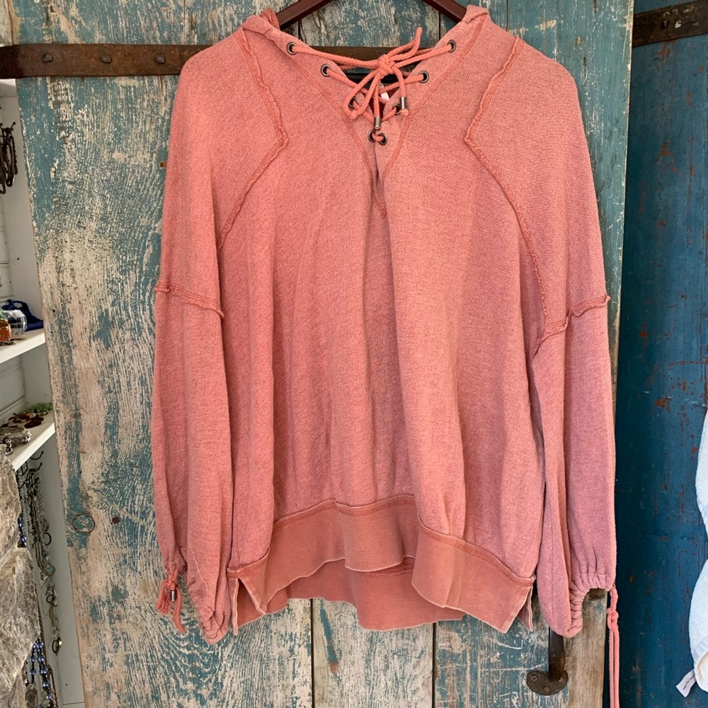 Free People Beach - Washed out Lace Up Hoodie